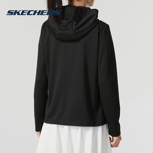 斯凯奇女装 黑色跑步健身训练运动服休闲夹克外套P224W163 新款
