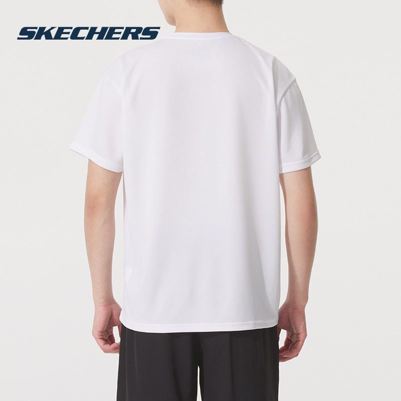 斯凯奇速干透气运动T恤男女同款夏季宽松休闲短袖上衣