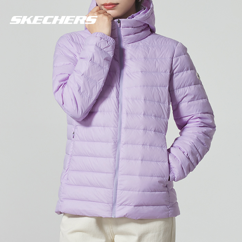 斯凯奇羽绒服女装冬季新款梭织短款外套官网女士防风保暖夹克棉羽