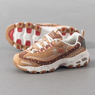 斯凯奇（Skechers）圣诞限定姜饼鞋冬季新款女鞋加绒熊猫鞋老爹鞋