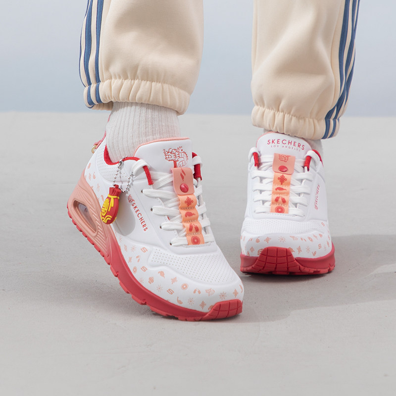 斯凯奇女鞋红色气垫健步鞋夏季新款透气运动鞋时尚休闲鞋轻便缓,运动鞋new,运动休闲鞋,淘宝优惠券,粉丝福利购,淘宝优惠卷