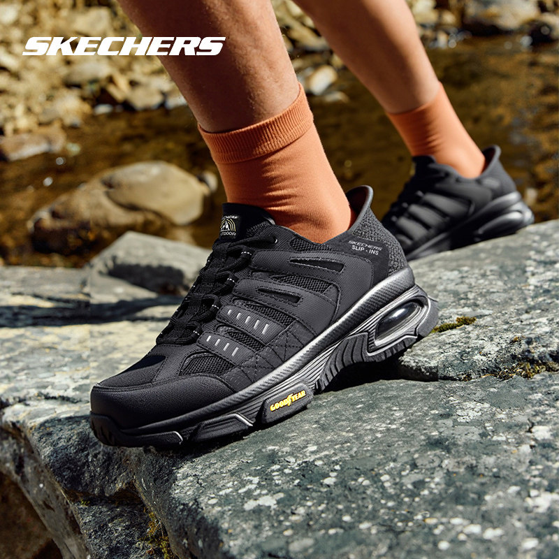 斯凯奇男鞋运动鞋2026新款户外鞋一脚蹬穿脱闪穿鞋轻便男士徒步鞋