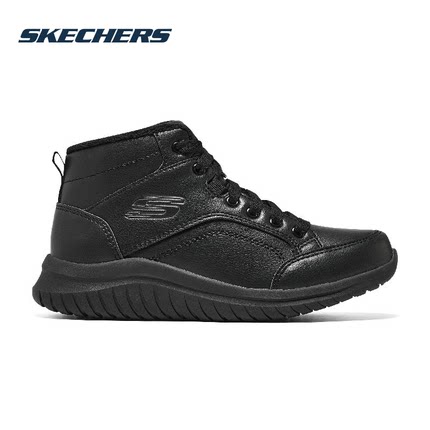 斯凯奇（Skechers）冬季加绒女鞋保暖鞋运动休闲鞋黑色新款加厚