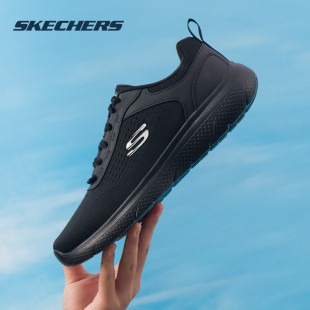 Skechers 黑色百搭轻便跑步鞋 男鞋 2025新款 软底透气 夏季 斯凯奇