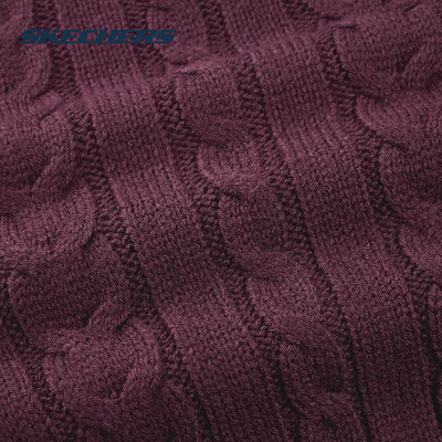 斯凯奇女士毛织套头卫衣V领春季新款宽松舒适毛衣运动休闲上衣