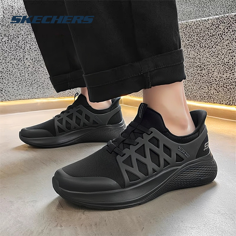 斯凯奇男鞋春季新款休闲子黑色爸爸鞋一脚穿健步鞋男款软底运动鞋
