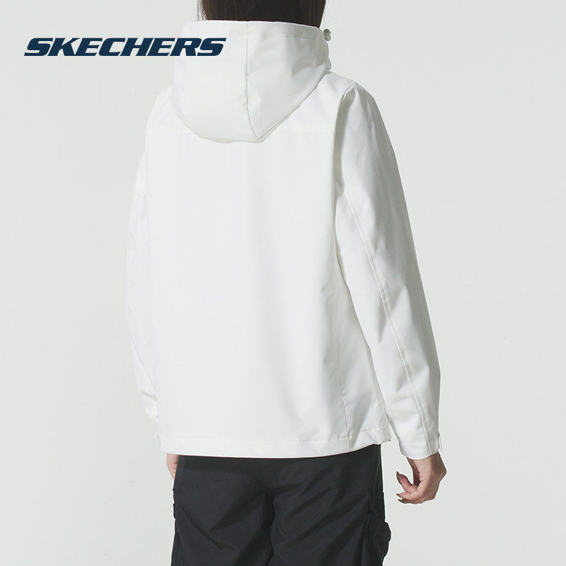 斯凯奇秋冬新款女款白色防水登山服运动外套夹克