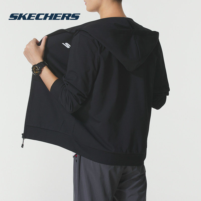 斯凯奇（Skechers）男装女装 新款秋季情侣针织连帽外套运动服时