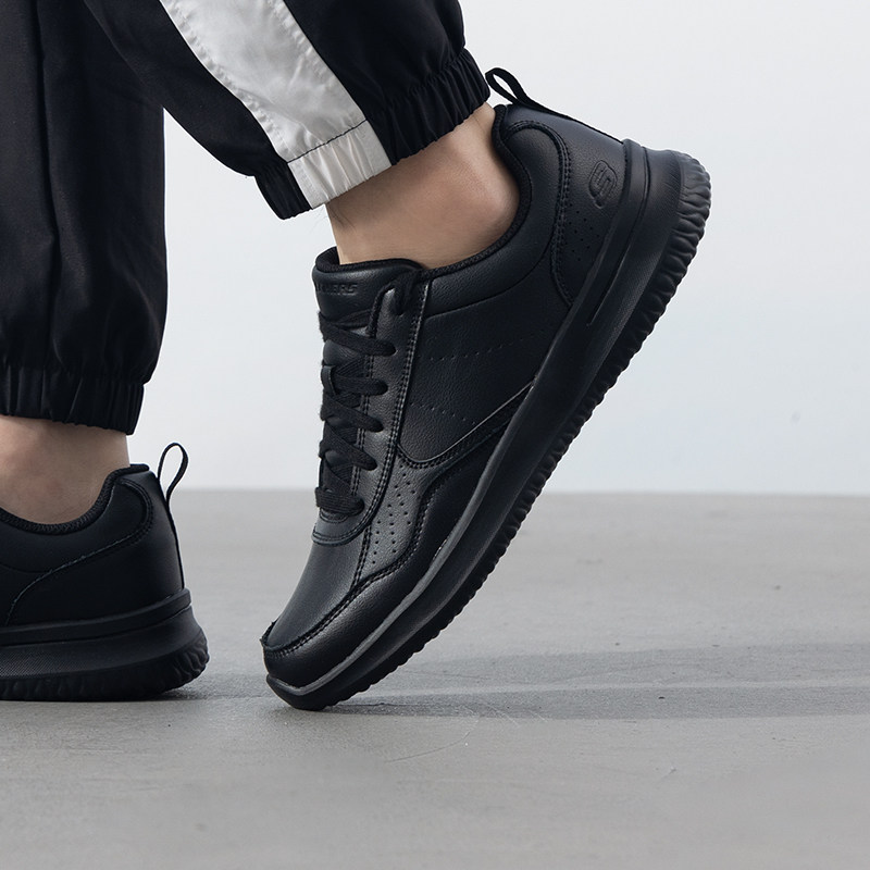 斯凯奇男鞋春季新款运动鞋官方正品休闲鞋黑色商务皮鞋软底工作鞋