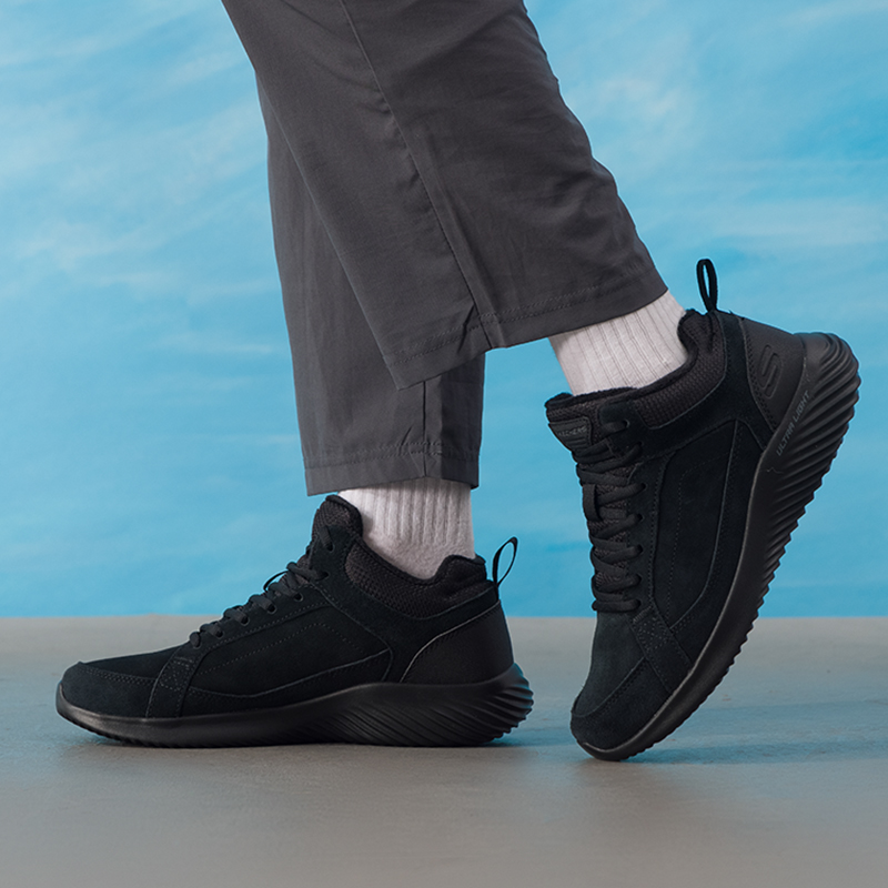 斯凯奇（Skechers）加绒男鞋冬季新款中帮靴官方正品休闲鞋防滑耐