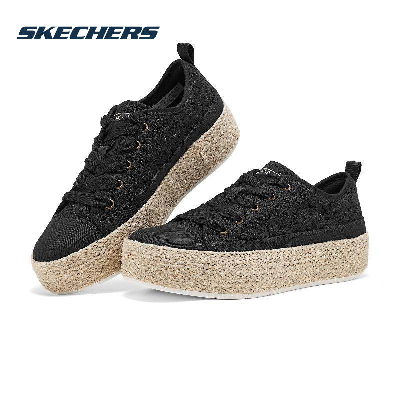 斯凯奇女鞋运动鞋2026春夏新款休闲鞋黑色透气健步鞋蕾丝帆布鞋子,运动鞋new,运动休闲鞋,淘宝优惠券,粉丝福利购,淘宝优惠卷