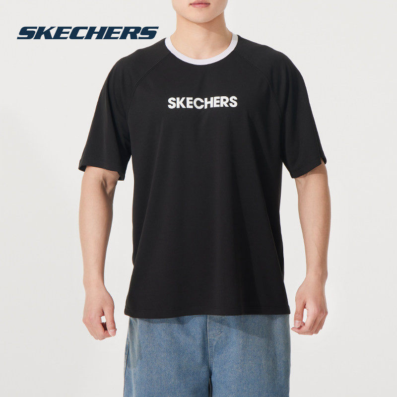 斯凯奇速干T恤男女同款夏季运动短袖透气休闲上衣健身跑步服