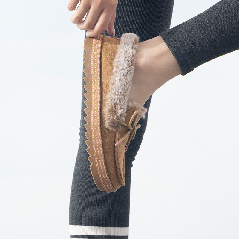 斯凯奇（Skechers）冬季加绒豆豆鞋女款加厚保暖防滑二棉鞋冬款鞋