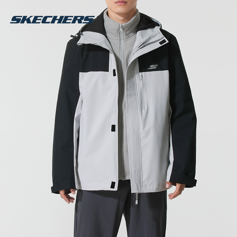 斯凯奇（Skechers）抓绒内胆三合一运动服2025冬季新款男装连帽夹