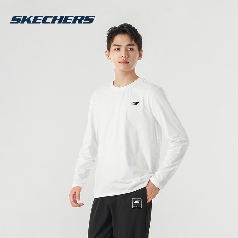 斯凯奇男士运动上衣官方正品白色T恤男士针织长袖春季新款套头衫,运动服/休闲服装,运动T恤,淘宝优惠券,粉丝福利购,淘宝优惠卷