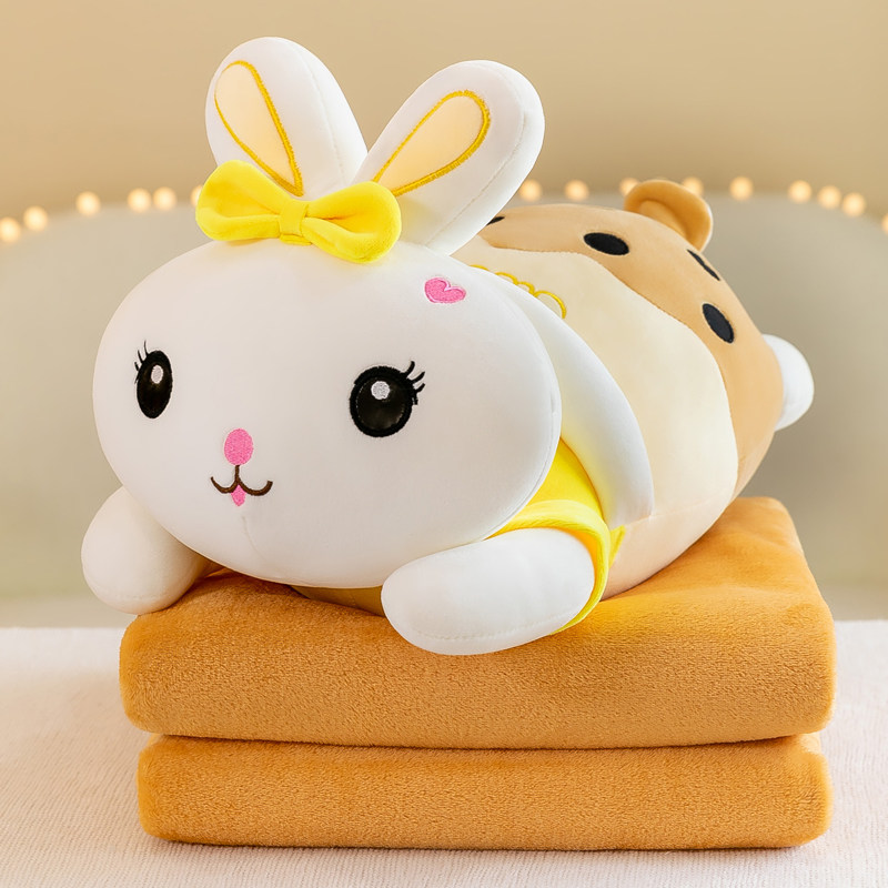 可爱兔子抱枕女生睡觉被子两用玩偶毛绒玩具奶茶兔布娃娃生日礼物