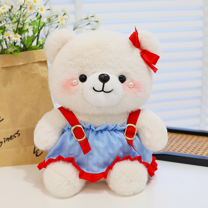 蝴蝶结珍珠小熊玩偶背带熊泰迪熊