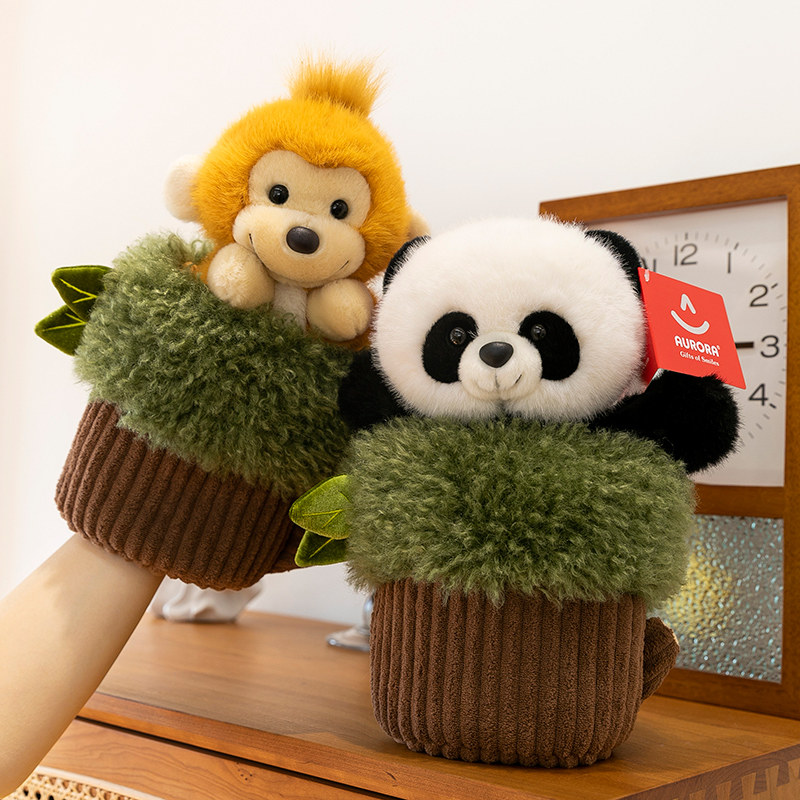 树桩熊猫手偶公仔浣熊毛绒玩具娃娃生日礼物闺蜜对打趣味猴子布偶