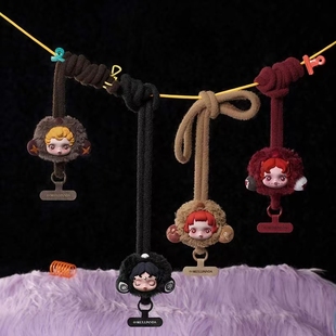 POPMART泡泡玛特SKULLPANDA不眠剧场系列手机挂绳盲盒礼潮流毛绒