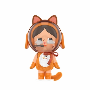 POPMART泡泡玛特Crybaby哭娃宇航猫手办 橘色娃娃玩具摆件礼物