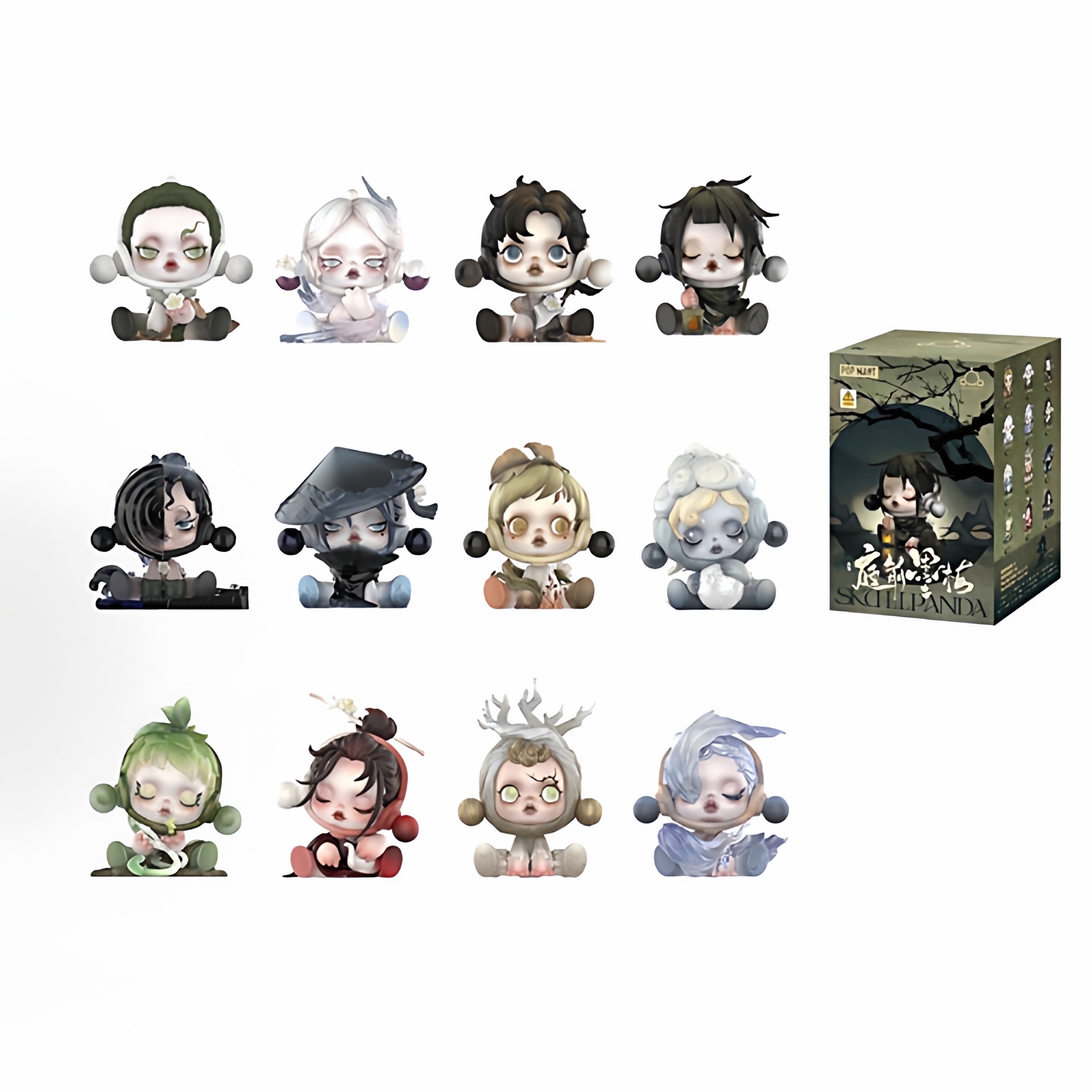 POPMART泡泡玛特SKULLPANDA庭前墨梅系列sp11盲盒手办潮玩摆件
