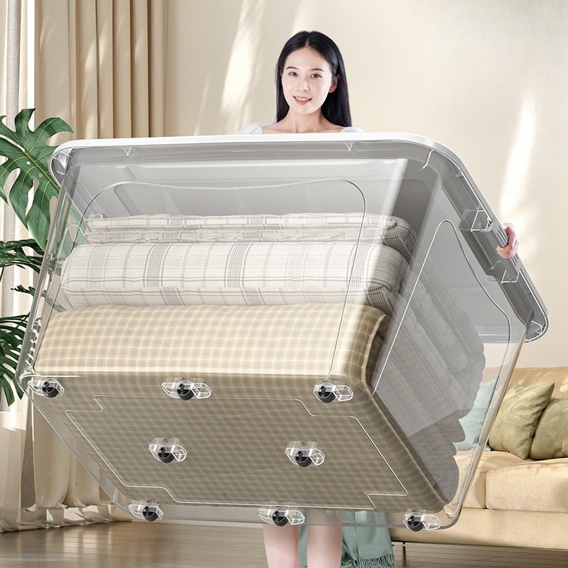 透明收纳箱全透整理箱带轮子家用衣服塑料加厚大容量超大储物箱子,收纳整理,吸尘器收纳架/盒/袋,淘宝优惠券,粉丝福利购,淘宝优惠卷