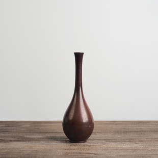 中古日本回流老物件铜花瓶昭和时期花器惠章作居家茶室插花禅意