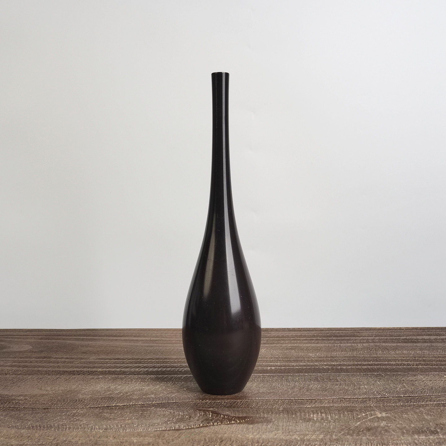 中古日本鹤首长颈曾吕利铜花瓶居家茶室查配茶道具插花禅意摆件