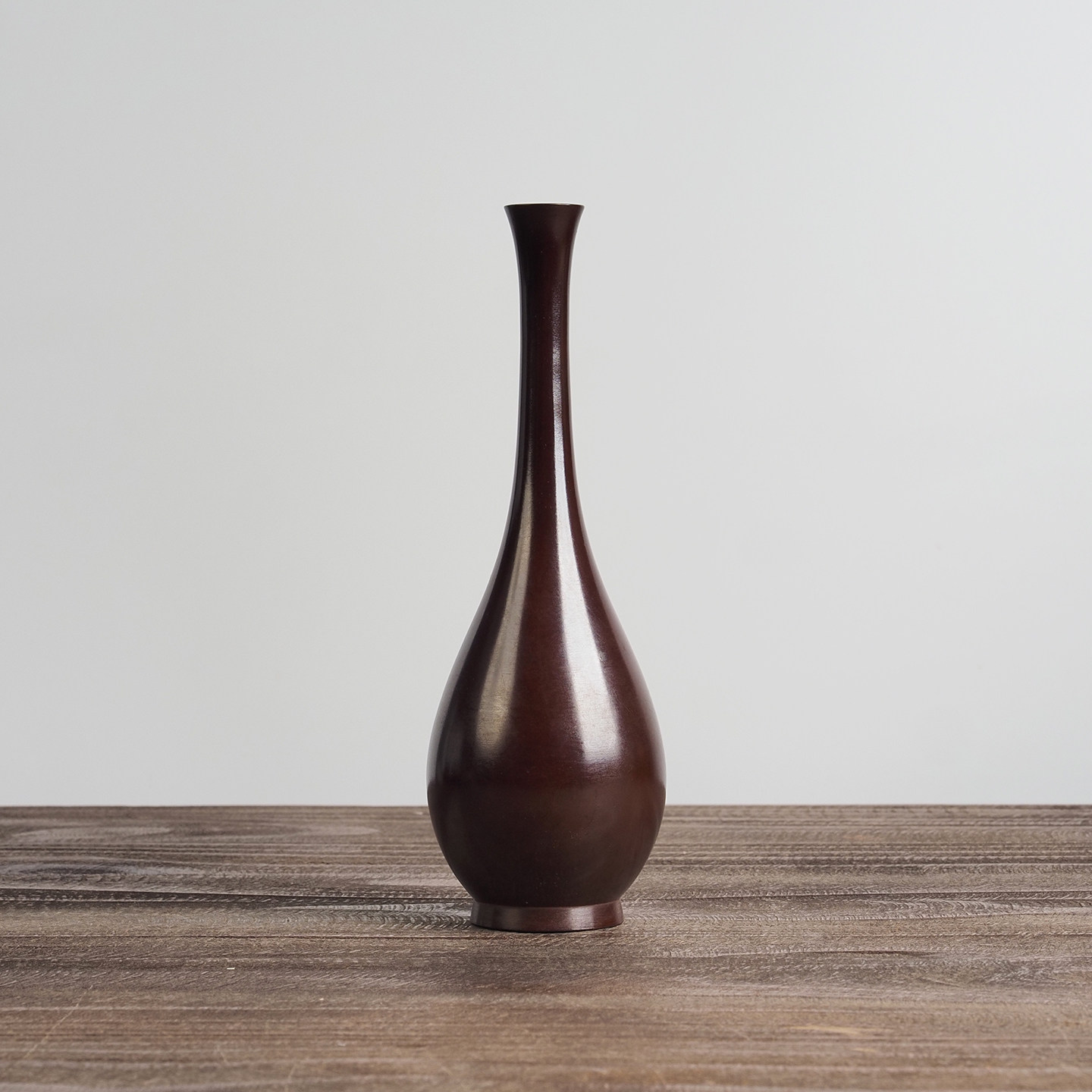 中古日本回流鹤首铜花瓶观音瓶净水瓶干花插花家居茶室玄关一轮生
