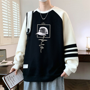 秋季青少年潮牌纯棉卫衣男孩13初中高中学生15岁潮流大童长袖T恤