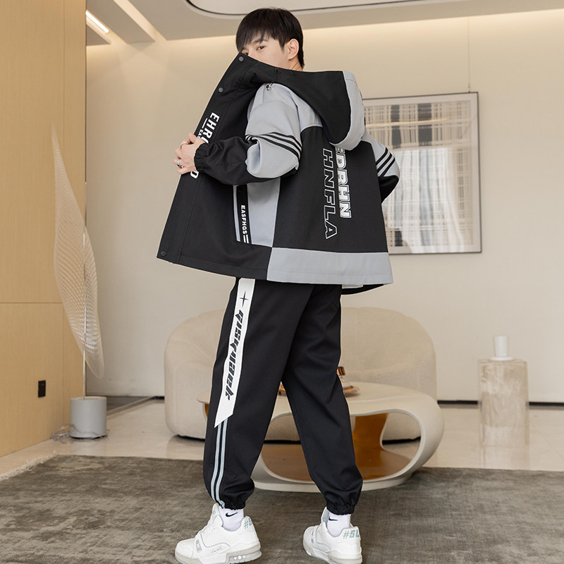 13青少年春季潮流外套12岁男孩初中学生14帅气15大童男装夹克套装