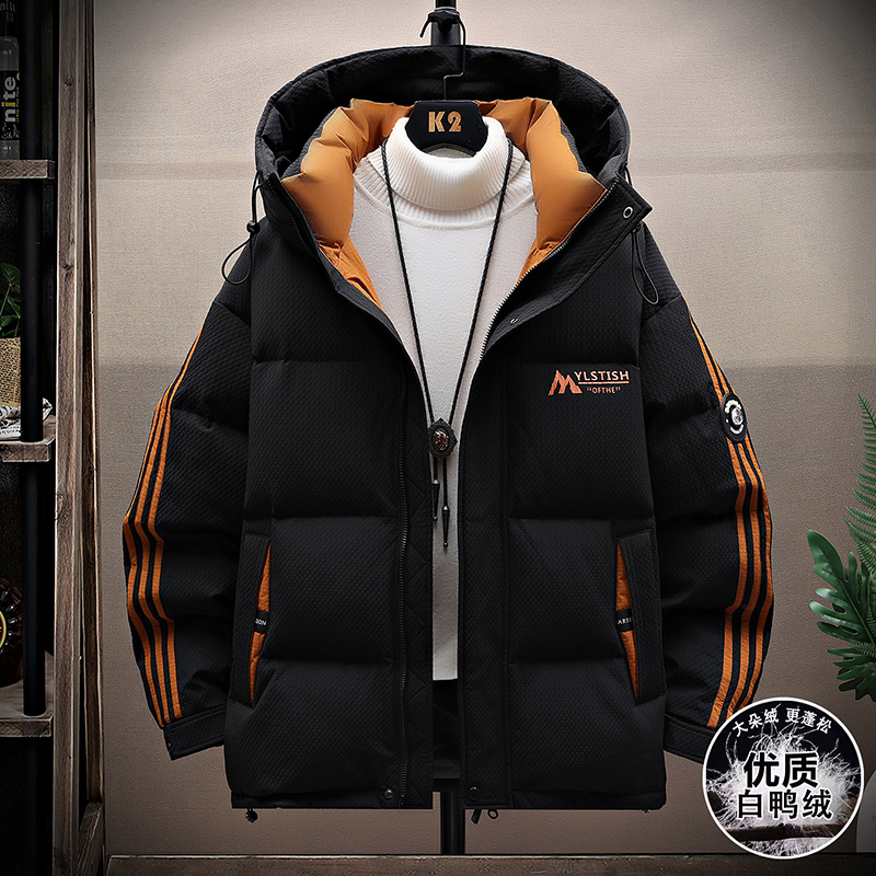 冬季12男孩宽松羽绒服白鸭绒外套