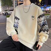 春秋季 长袖 T恤12岁男孩13初高中学生15大童宽松帅气圆领打底卫衣