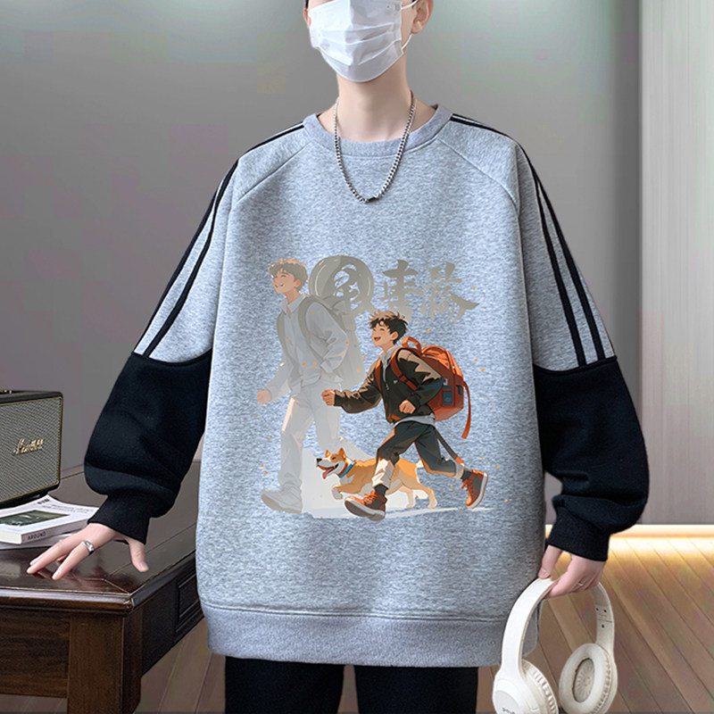 春季13青少年纯棉长袖T恤12岁男孩14初中学生15大童潮牌宽松卫衣