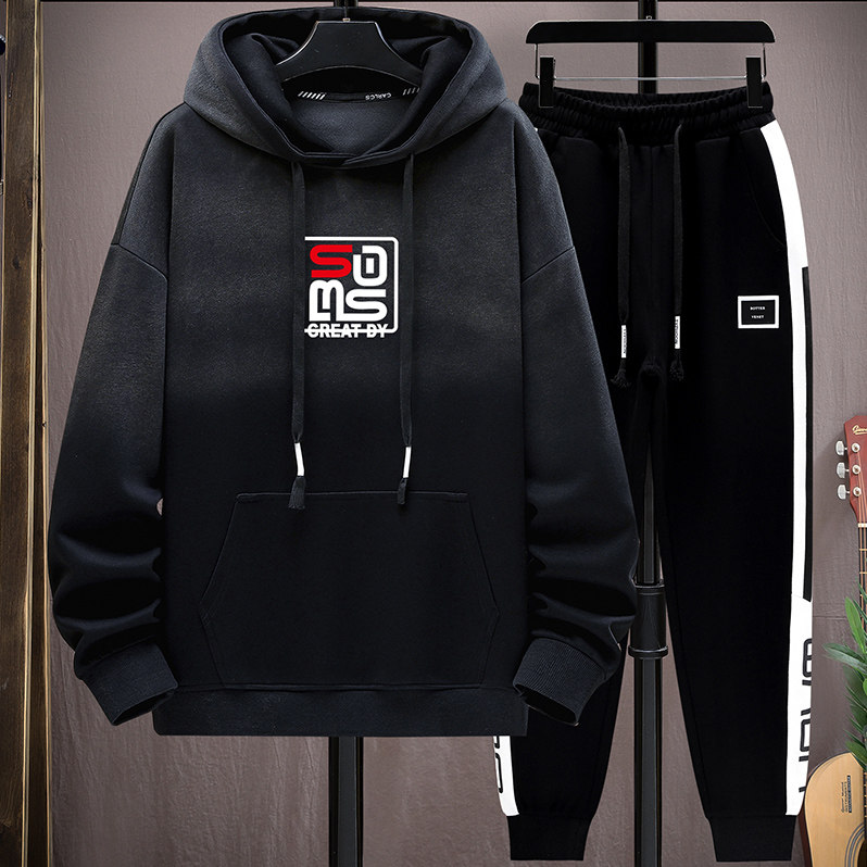 春秋季卫衣套装男孩12-15岁初高中学生13帅气14青少年大童长袖t恤