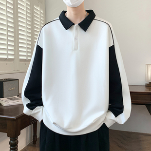 秋季青少年长袖t恤POLO衫男孩12-15岁初中学生潮流14大童翻领卫衣