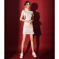 Белое летнее легкое свежее короткое ципао, коллекция 2023, светлый стиль, подходит для подростков