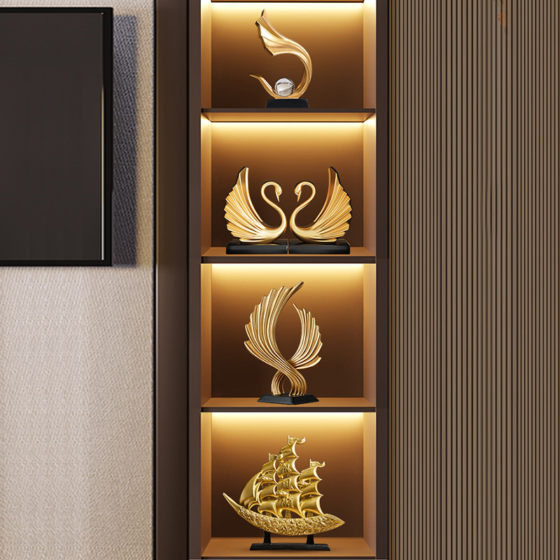 酒柜装饰品摆件书柜轻奢高档客厅电视柜高端领导办公室工艺品套装