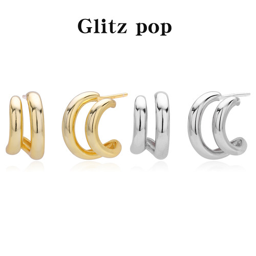 新款S925纯银耳环时尚个性光身C形耳钉轻奢百搭高级感饰品女