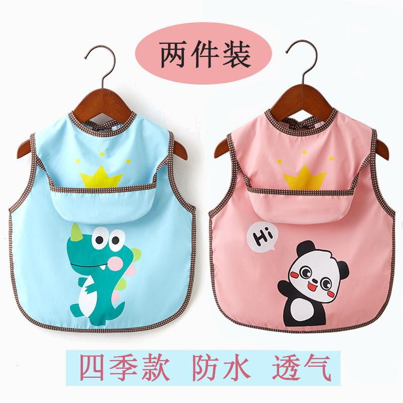 宝宝罩衣吃饭围兜防水防脏夏天薄款透气儿童围裙吃饭护衣无袖饭兜图片