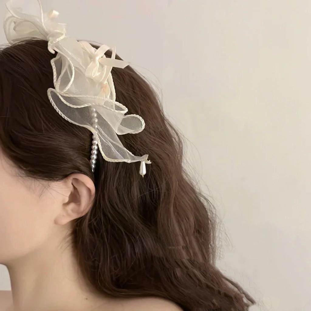 温柔又纯欲！法式超仙白色网纱蝴蝶结发箍女高级感高颅顶头箍发饰,童装/婴儿装/亲子装,发饰,淘宝优惠券,粉丝福利购,淘宝优惠卷