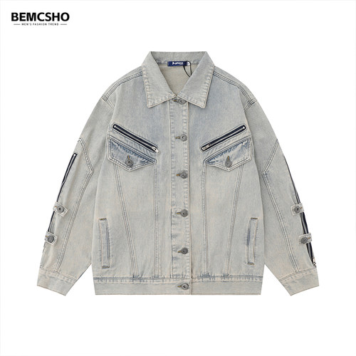 BEMCSHO翻领秋牛仔外套