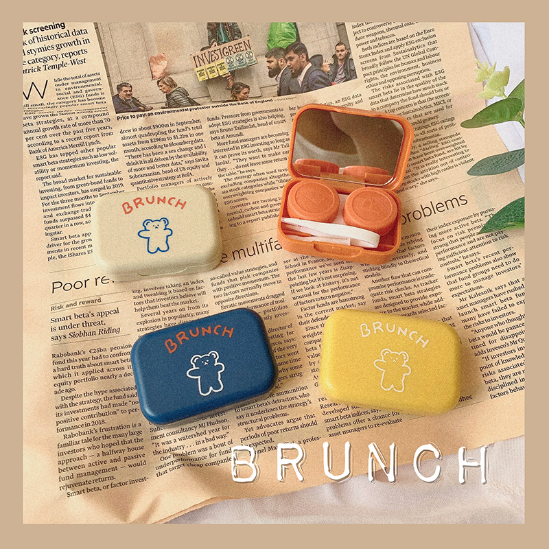 隐形眼镜盒子收纳工具塑料卡通小