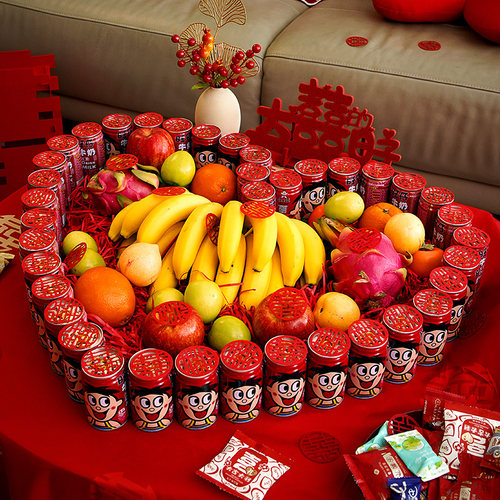 旺仔爱心结婚模具订婚茶几场景摆件婚庆套装婚房布置装饰心形摆件