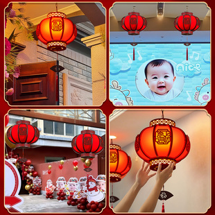 古风红灯笼挂饰2025新款阳台旋转走马灯新年添丁进财宫灯吊灯中式