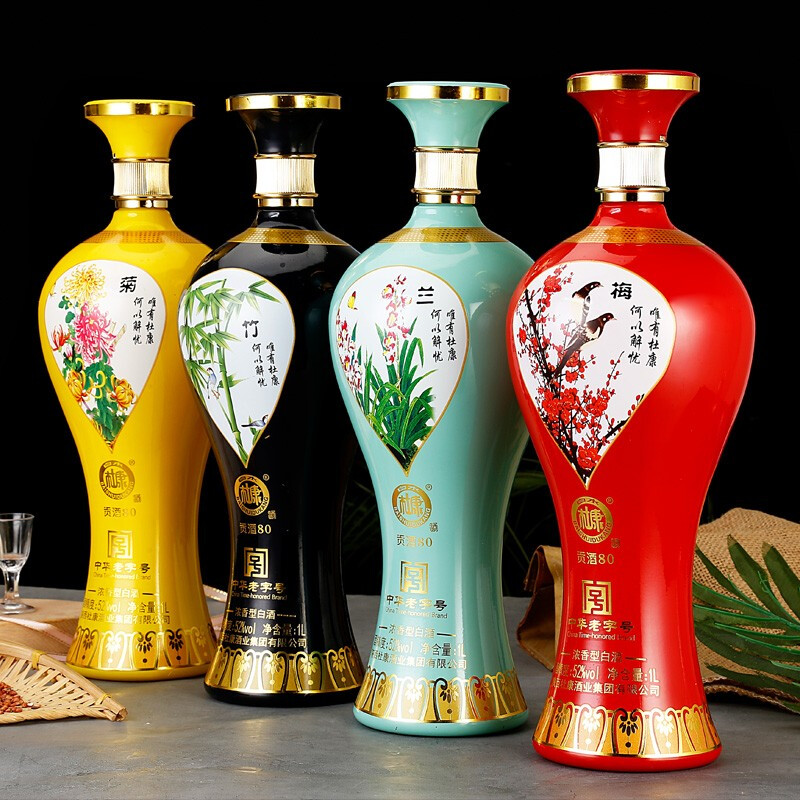 白水杜康梅兰竹菊1000ml*4瓶浓香型52度送礼白酒收藏级酒水贡酒80