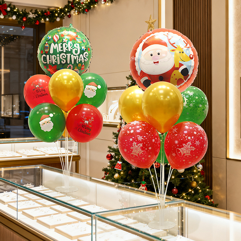 圣诞树场景布置桌飘气球桌面摆件商场超市活动圣诞节道具氛围装饰