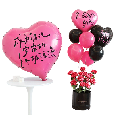 网红手持杆爱心铝膜气球