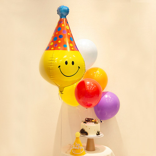 笑脸生日派对场景布置铝膜气球