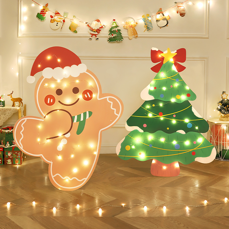 圣诞树装饰品老人主题KT板摆件